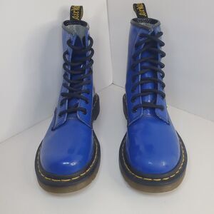 Dr. Martens Shiny Blue Combat Boots